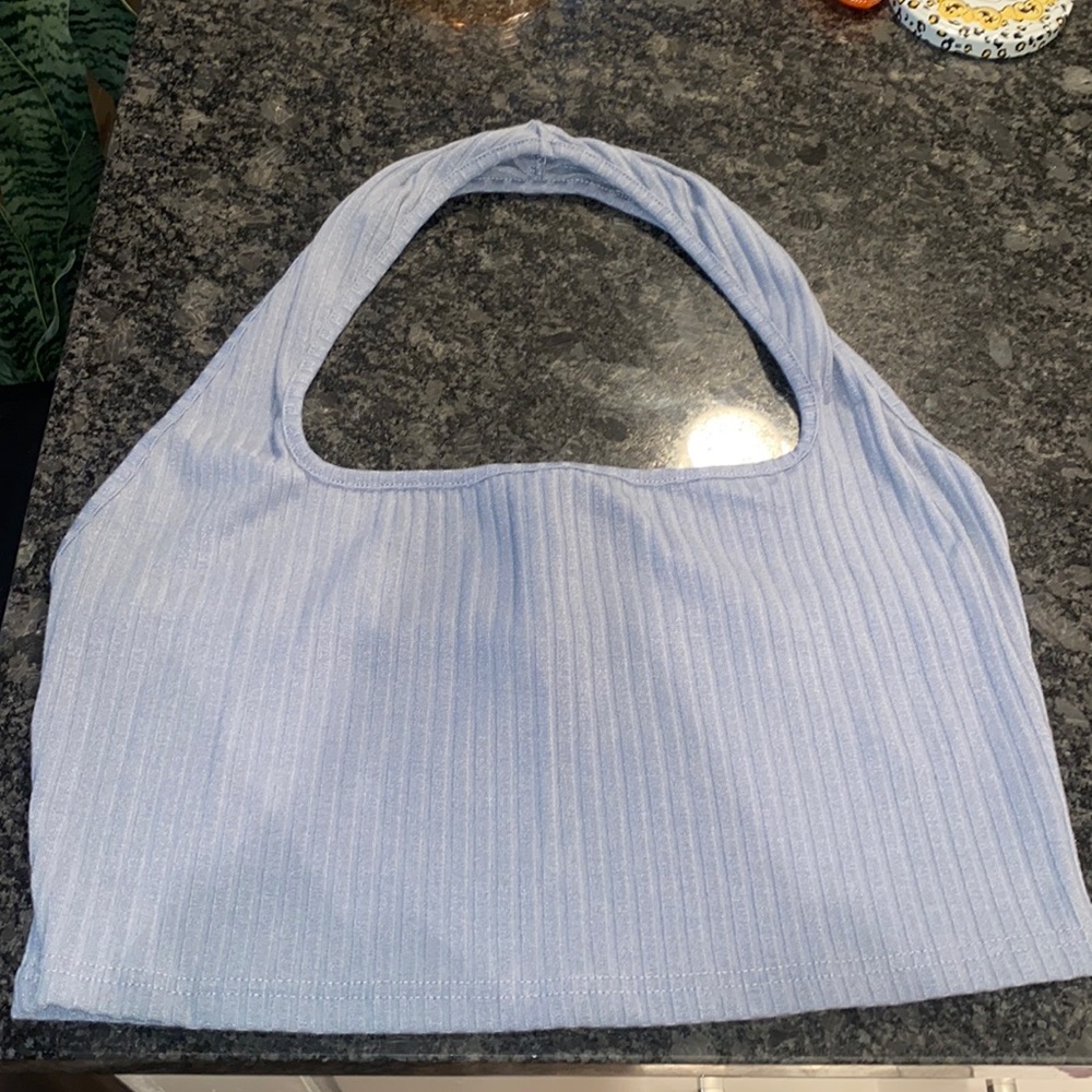 shein blue halter top